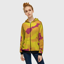 Толстовка на молнии женская Камуфляж золото текстура, цвет: 3D-черный — фото 2