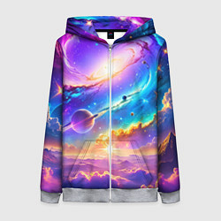 Женская толстовка на молнии Космос в неоновых тонах