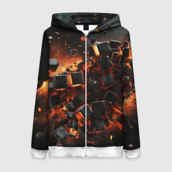 Женская толстовка на молнии Черные кубики во взрыве абстракции