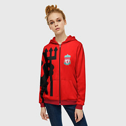 Толстовка на молнии женская Liverpool fc sport steel, цвет: 3D-красный — фото 2