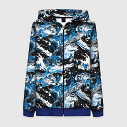 Женская толстовка на молнии Выдры в речке на волнах - паттерн