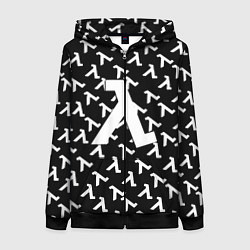 Толстовка на молнии женская Half liife logo pattern, цвет: 3D-черный