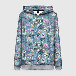 Женская толстовка на молнии Дудл животные и меч