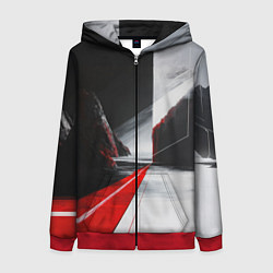 Толстовка на молнии женская Футуристичный пейзаж в стиле авангард, цвет: 3D-красный