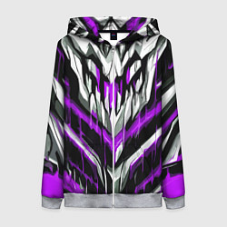 Толстовка на молнии женская Фиолетово-белые ломаные клыки, цвет: 3D-меланж