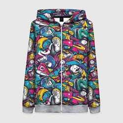 Женская толстовка на молнии Граффити спортивные принадлежности