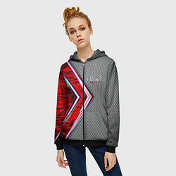 Толстовка на молнии женская Audi sport geometry car, цвет: 3D-черный — фото 2