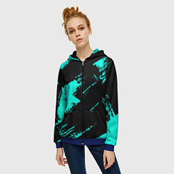 Толстовка на молнии женская Неоновые краски текстура, цвет: 3D-синий — фото 2