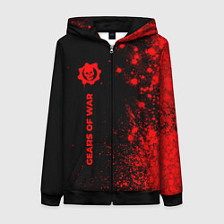 Толстовка на молнии женская Gears of War - red gradient по-вертикали, цвет: 3D-черный