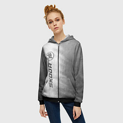 Толстовка на молнии женская Skoda - white gradient по-вертикали, цвет: 3D-черный — фото 2