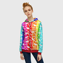 Толстовка на молнии женская Marshmello rainbow, цвет: 3D-красный — фото 2
