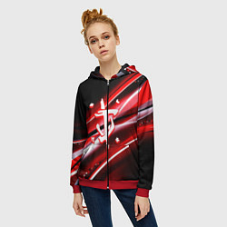 Толстовка на молнии женская Doom logo geometry, цвет: 3D-красный — фото 2