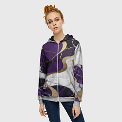 Толстовка на молнии женская Фиолетовый с белым и золотым, цвет: 3D-меланж — фото 2