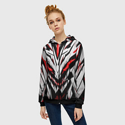 Толстовка на молнии женская Красное абстрактное лицо монстра, цвет: 3D-черный — фото 2