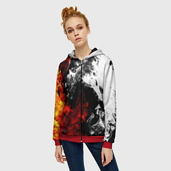 Толстовка на молнии женская Битва дыма и огня, цвет: 3D-красный — фото 2