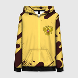 Женская толстовка на молнии Герб РФ текстура ретро