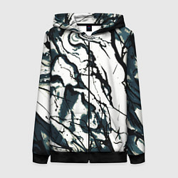 Женская толстовка на молнии Абстрактная текстура мрамор белый с тёмно-синим