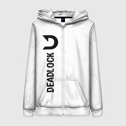 Толстовка на молнии женская Deadlock glitch на светлом фоне по-вертикали, цвет: 3D-белый