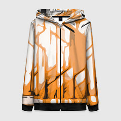 Женская толстовка на молнии Оранжевые полосы на белом фоне