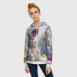 Толстовка на молнии женская Космонавт на фантастической планете, цвет: 3D-белый — фото 2