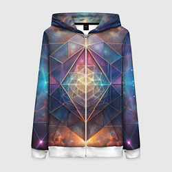 Толстовка на молнии женская Космическая геометрическая абстракция, цвет: 3D-белый