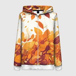 Толстовка на молнии женская Осенние опавшие листья, цвет: 3D-белый