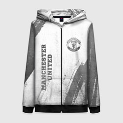 Толстовка на молнии женская Manchester United - white gradient вертикально, цвет: 3D-черный