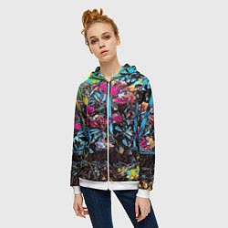 Толстовка на молнии женская Цветы за забором, цвет: 3D-белый — фото 2