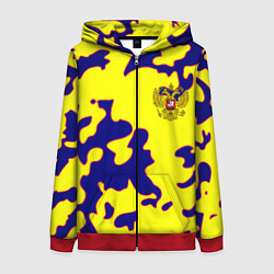 Толстовка на молнии женская Российская империя камуфляж желтый, цвет: 3D-красный