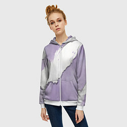 Толстовка на молнии женская Штукатурка и лавандовая краска, цвет: 3D-белый — фото 2