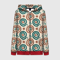 Женская толстовка на молнии Паттерн со змеями защищающими луну и солнце