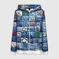 Женская толстовка на молнии Геймерский пиксельный пэчворк