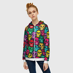 Толстовка на молнии женская Черепной паттерн, цвет: 3D-белый — фото 2