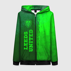 Толстовка на молнии женская Leeds United - green gradient по-вертикали, цвет: 3D-черный