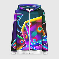 Женская толстовка на молнии Неоновая геометрия текстура