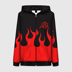 Толстовка на молнии женская Linkin park logo fire, цвет: 3D-черный