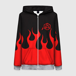 Толстовка на молнии женская Linkin park logo fire, цвет: 3D-меланж