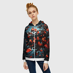 Толстовка на молнии женская Геометрический взрыв пластин, цвет: 3D-белый — фото 2