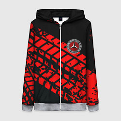 Женская толстовка на молнии Mercedes следы от шин