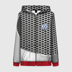 Толстовка на молнии женская Volkswagen metal motors, цвет: 3D-красный