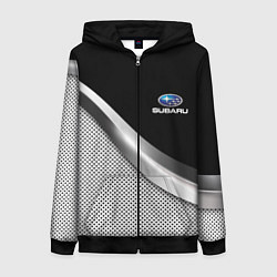 Толстовка на молнии женская Subaru metal steel, цвет: 3D-черный