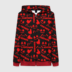 Женская толстовка на молнии Fortnite pattern game red