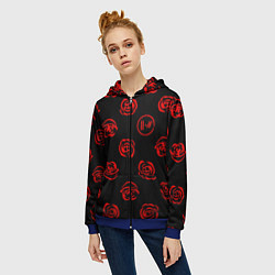 Толстовка на молнии женская Twenty one pilots rose pattern, цвет: 3D-синий — фото 2