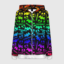 Толстовка на молнии женская Marshmello neon steel pattern, цвет: 3D-белый