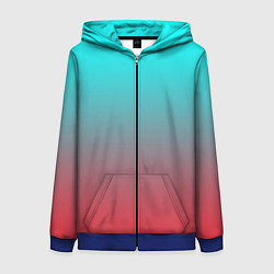 Толстовка на молнии женская Абстрактно неоновый градиент, цвет: 3D-синий