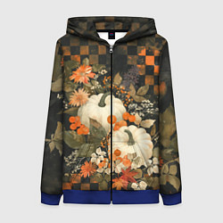 Толстовка на молнии женская Бледные тыквы, цвет: 3D-синий