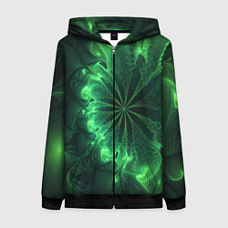 Женская толстовка на молнии Оптический зелёный фрактал