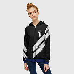 Толстовка на молнии женская Juventus line white, цвет: 3D-синий — фото 2