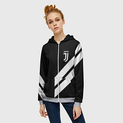 Толстовка на молнии женская Juventus line white, цвет: 3D-меланж — фото 2