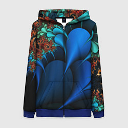 Женская толстовка на молнии Фрактальный узор голубой